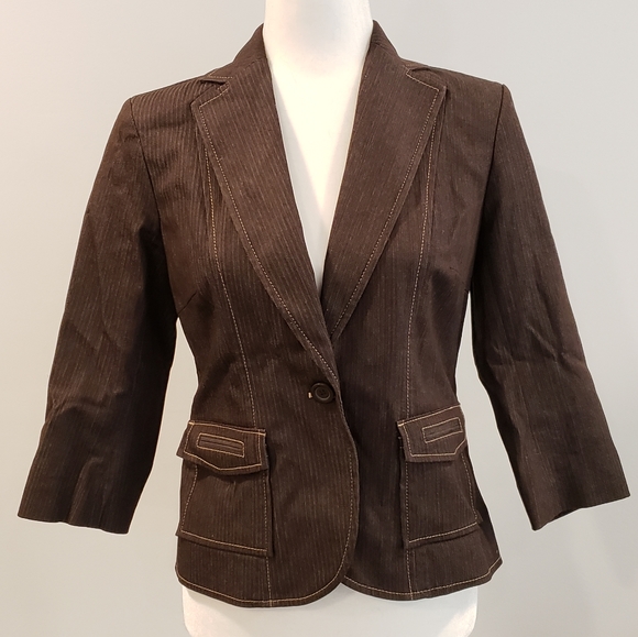 Ann Taylor Loft pants & jacket suit set brown 2 - Picture 2 of 9